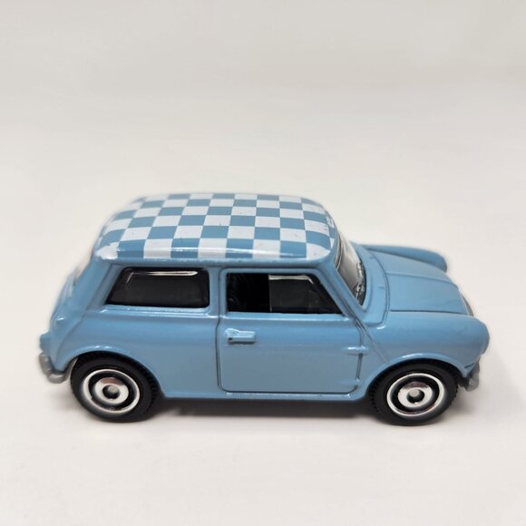 Matchbox 2008 Mini Cooper Diecast Car Blue W/ Checkered Roof - Picture 1 of 7